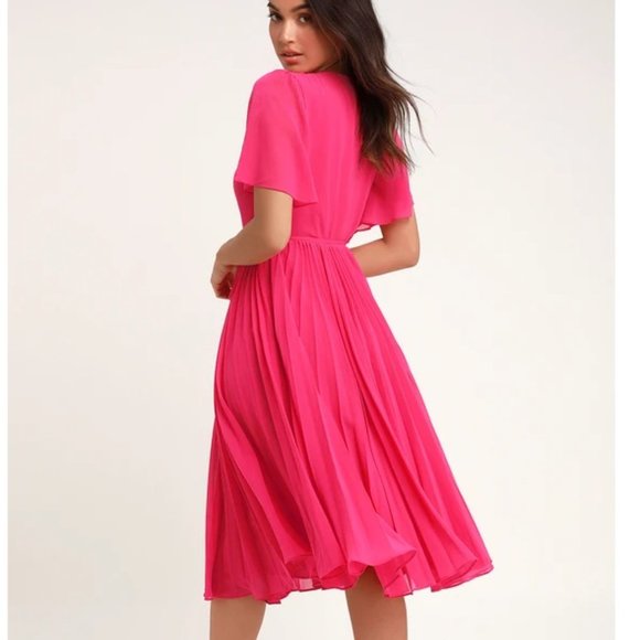 Elegant Pink Wrap Dress - Picture 2 of 10